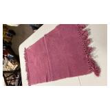 Pink Cotton Fringed kitchen rug 19 x 36â