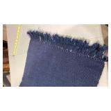 Navy Blue Cotton Throw Rug with Fringe