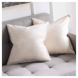 MIULEE Pack of 2 Decorative Christmas Velvet Throw Pillow Covers Soft Cream White Pillowcases Solid Square Cushion Case for Winter Sofa Bedroom Car 18x 18 Inch 45x 45cm