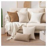 MIULEE Textured Boucle Throw Pillow Cover Beige Accent Solid Lumbar Pillow Case Decorative Soft Pack of 1 Couch Cushion Chair Sofa Bedroom Livingroom Home Decor,20.x14 Inch