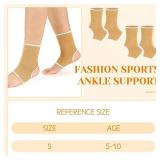 Haysandy 4 Pieces/ 2 Pair Kids Ankle Support Brace Elastic Kids Compression Socks Knitted Ankle Sleeve for Jogging Running Fitness(Beige,5-10 Years)