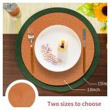 FunWheat Round Braided Placemats Set of 4 Place Mats for Dining Tables Woven Washable Non-Slip Table mats Small 13 inch for Fall Decor(S Dark Orange, 4pcs)