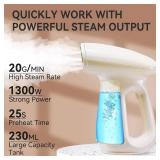 Bear Steamer for Clothes, Handheld Clothes Steamer,1300W Strong Power Garment Steamer with 230ml Tank,Fast Heat-up, Auto-Off, Steam Iron Fabric Wrinkle Remover with Brush for Home and Travel