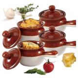 Chefcaptain 20oz Oven And Microwave Safe Soup Bowls With Lids, Stoneware Chili Crocks With Handles 4-Pack, French Onion Soup Crocks