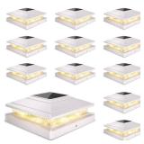 Solar Post Cap Lights Outdoor 12pack, Waterproof Fence Post Solar Lights for 4x4 5x5 6x6 Wood/Vinyl Posts, White Deck Post Lights with 2 Color Modes Decorate Garden Patio Porch Backyard