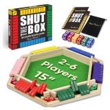 Maiji Planet Original Classic 2-6 Player Shut The Box Game, Math Dice Board Game for Family Night Classroom Travel, Wooden Classic Table for Group Kid Adult Senior Travel Party Bar Easy Quick and Fun