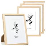 Yaetm 8x10 Picture Frame Matted to 5x7 Set of 4, Natural Solid Oak Wood 8x10 Frames with Tempered Glass for Wall Gallery, Home and Office, Display on Tabletop or Wall Mounting (4 Pack, Oak)