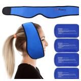 LotFancy Face Ice Pack Wrap for TMJ, Wisdom Teeth, with 4 Reusable Hot Cold Therapy Gel Packs, Pain Relief for Head, Oral and Facial Surgery, Dental Implants, Blue