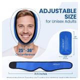LotFancy Face Ice Pack Wrap for TMJ, Wisdom Teeth, with 4 Reusable Hot Cold Therapy Gel Packs, Pain Relief for Head, Oral and Facial Surgery, Dental Implants, Blue