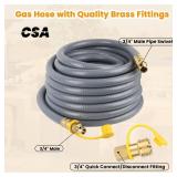 Larrik Natural Gas Hose 3/4 Inch for Generator 15FT With Quick Connect Fittings, Gas Flex Line Hose Use for Heater, Generator, Grill, Outdoor Use