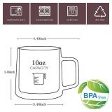 CNGLASS 10oz Glass Coffee Mugs,Double Wall Insulated Glass Mugs with Handle,Clear Espresso Mug for Latte,Cappuccino,Tea Bag,Set of 4