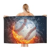 Baseball Sport Cool Ball Beach Towel Large Soft Absorbent Microfiber Quick Dry Oversized Bath Towels For Bathroom Men Boys Pool Camping Travel Swimming Picnic Sports