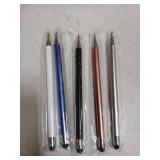 Bopomofo Stylus (5 Pcs), 2-in-1 Stylus Pen for Touch Screen, High Precision and Sensitivity, Suitable for iPhone/ipad/Android Tablets, Compatible with Touch Screens (Black/White/Blue/Rose Gold/Silver)