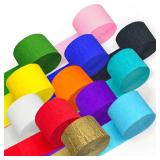 Rainbow Party Decorations, 12 Rolls Crepe Paper Streamers, 984ft 12 Rainbow Streamers for Birthday Baby Shower Engagement Wedding Office Back to School Supplies Party Decorations DIY Art Crafts