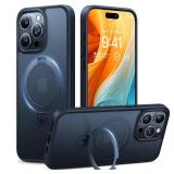 TORRAS Ultra Magnetic Ostand for iPhone 15 Pro Case [Fit for MagSafe] [Sturdy Stand & Ring Holder] Mil-Grade Shockproof Matte Anti-Scratch Slim Protective Kickstand Phone Case, Black Titanium 6.1"