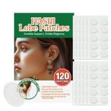 HA SHI Lobe Support Patches for Pierced Ears (120 Count) Invisible Ear Lobe Tape to Prevent Stretching & Tearing | Hypoallergenic, Latex-Free