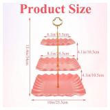 3PCS Cupcake Stand Set Plastic Cupcake Stand 3 Tiered Dessert Stand Square Pink Plastic Cupcake Display Stand Party Serving Trays for Holiday Dessert Table Decorations Birthday Wedding