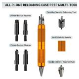 Ludex Case Prep Multi-Tool for Case Trimmer, Crafting Case Pocket Cleaner, Reamer and Chamfer Deburring Tools -Reloading Tool for .17 to .45 Caliber (orange color)