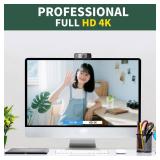 Diccik 8MP 4K Ultra HD Web Camera with Microphone, USB Computer Camera for PC, Laptop, Mac, Plug and Play Desktop Web Cam for Streaming, Zoom, Teams, 4K Webcam with Auto Light Correction & Wide Angle