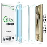 AmFilm Auto-Alignment OneTouch for Samsung Galaxy S24 Ultra 6.8 Screen Protector + Camera Lens Protector, Tempered Glass, 30 seconds Installation, Bubble Free, Case Friendly, Anti-Scratch