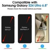 AmFilm Auto-Alignment OneTouch for Samsung Galaxy S24 Ultra 6.8 Screen Protector + Camera Lens Protector, Tempered Glass, 30 seconds Installation, Bubble Free, Case Friendly, Anti-Scratch