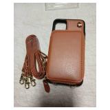 Bocasal Crossbody Wallet Case for iPhone 11 Pro Max, RFID Blocking Leather Purse Case with Card Holder, Protective Handbag Flip Cover with Zipper Wrist Strap Lanyard for Women 6.5 Inch (Brown)