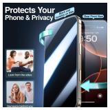SMARTDEVIL Privacy Screen Protector for iPhone 16 Pro, 9H+ Hardness 28° Anti Spy Private Shatterproof Tempered Glass, Auto Dust-Elimination, Bubble Free, Easy Installation-