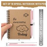 Dynta 32 Pcs Inspirational Journals Bulk, 16 Set 4"x5.5" Small Spiral Notebooks with Pens, Motivational Office School Supplies, Gifts for Coworkers Employees Students