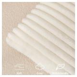 Kevin Textile Soft Plush 14x36 Inch Long Lumbar Pillow Cover 1 Pack, Luxury Fluffy Faux Fur Striped Flannel Rectangle Body Cushion Case for Couch Sofa Chair Bed Home Decor, Cream White