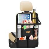 SURDOCA Backseat Car Organizer with Foldable Tray for Kids & Adults NEW MODEL Seat Storage with Touchable Tablet Pocket, Roadtrip Essentials Fits Most Vehicles