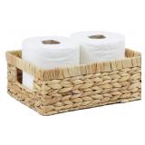 Wicker Baskets, Baskets for Organizing, Rattan Woven Basket for Storage, Organizer Bins with Built-in Handles, Storage Basket for Shelves (Water Hyacinth, Small)