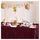 Horbaunal Burgundy Satin Tablecloth 60 x 120 Inches Rectangle Table Cloth Bright Silky Table Cover Overlay Dining Tablecloths for Wedding Party Banquets