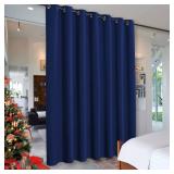 RYB HOME Extra Wide Blackout Curtain Blind Wall Panel, Energy Efficiency Privacy Screen Partitions for Cabinet/Workspace/Basement/Shelves, Wide 100 inch x Long 84 inch, Navy Blue, 1 Panel