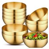 Nuogo 10 Pcs Gold Bowls 5.9 Inch Stainless Steel Mixing Bowls Decorative Esthetician Bowl for Facial Metal Serving Bowl for Holiday Birthday Party Wedding Baking Prepping Salad Fruit Soup