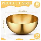 Nuogo 10 Pcs Gold Bowls 5.9 Inch Stainless Steel Mixing Bowls Decorative Esthetician Bowl for Facial Metal Serving Bowl for Holiday Birthday Party Wedding Baking Prepping Salad Fruit Soup