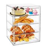 MEI NIAN Pastry Display Case,Bread Box for Kitchen Countertop,4-Layer Adjustable BreadBox, Large Capacity Bread Box for Home-baked Breads,Muffins,Bagel Storage Container, Bread Holder