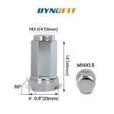 Dynofit M14x1.5 Wheel Lug Nuts for Silverado Sierra 2500 3500, 32pcs 14mm-1.5 Closed End Chrome Nuts Compatible with Ford F250 F350 Aftermarket Wheel, 1.8" Height Slim Tuner Nuts