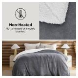 Bedsure GentleSoft Sherpa Fleece Throw Blanket for Couch Thick & Cozy Christmas Blanket for Winter, Non-Heated, Soft Fuzzy Plush Throw Gifts for Women and Men, Grey, 50x60 Inches