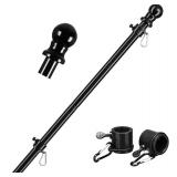 Barcetine Black Flag Poles for Outside House - 5ft Tangle Free Flag Pole for House,Heavy Duty Metal Flagpole,Outdoor Flagpoles Residential for Porch,Fence Without Bracket