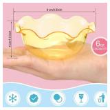 Newtay 100pcs 6oz Small Plastic Dessert Bowls Ice Cream Bowls Reusable Flower Shaped Party Serving Elegant Buffet Serving Cups for Nuts, Salad, Fruit, Snacks and Yogurt Gold