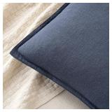 MIULEE Decorative Linen Euro Sham Pillow Covers 24x24 Indigo Blue Boho Farmhouse Neutral Couch Throw Pillows for Bed Pack of 2 Accent Coastal Modern Pillowcase Summer Sofa Livingroom Home Decor