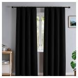 Veloraft Blackout Curtains 84 Inch Length 2 Panels Set, Black Out Curtains for Living Room Bedroom, Thermal Insulated Rod Pocket Room Darkening Drapes for Windows Home Decor(52W x 84L inch, Black)
