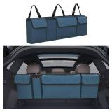 Tioollev Car Trunk Organizer, Backseat Hanging Large Storage with Adjustable Straps,Waterproof PVC Collapsible Cargo Bag, Car Interior Accessories for Auto SUV MPV (Blue)