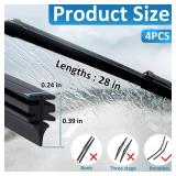 BFXM 4Pcs Wiper Blade Refill, 28 inch DIY Adjustable Universal Replacement Wiper Blade Refill Replacement for Front and Rear Windshield Wiper Baldes Rubber Strip for Car, Truck, SUV