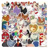 100Pcs Funny Chicken Stickers for Teens Boy Girls Kids Cartoon Hen Stickers Rooster Vinyl Waterproof Suitable for Water Bottles,Laptop,Luggage,Keyboards,Backpacks,Skateboards,Water Bottles,Scrapbooks