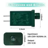 26WL29V LED Power Supply,UL Certification LED Transformer Replacement Class 2 Power Supply,IP44 Low Voltage Transformer US Christmas Tree Plug Adapter for Led String Lights