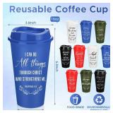 Skylety 20 Pack Christian Gifts for Men Women 16oz Reusable Bible Verse Tumbler Bulk Plastic Coffee Cups with Lids Inspirational Religious Church Gifts for Valentine Easter Birthday (Bold Color)