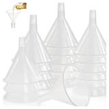 Tebery 20 Pack Plastic Funnels Set, 4.7 Inch Wide Mouth Funnel for Filling Bottles, Large Clear Kitchen Funnels with Long Spout, Reusable Liquid Transfer Funnel for Powder, Oil, Lab, DIY