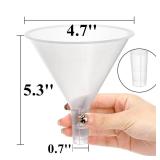 Tebery 20 Pack Plastic Funnels Set, 4.7 Inch Wide Mouth Funnel for Filling Bottles, Large Clear Kitchen Funnels with Long Spout, Reusable Liquid Transfer Funnel for Powder, Oil, Lab, DIY