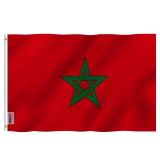 ANLEY Fly Breeze 3x5 Foot Morocco Flag - Vivid Color and Fade Proof - Canvas Header and Double Stitched - Moroccan National Flags Polyester with Brass Grommets 3 X 5 Ft